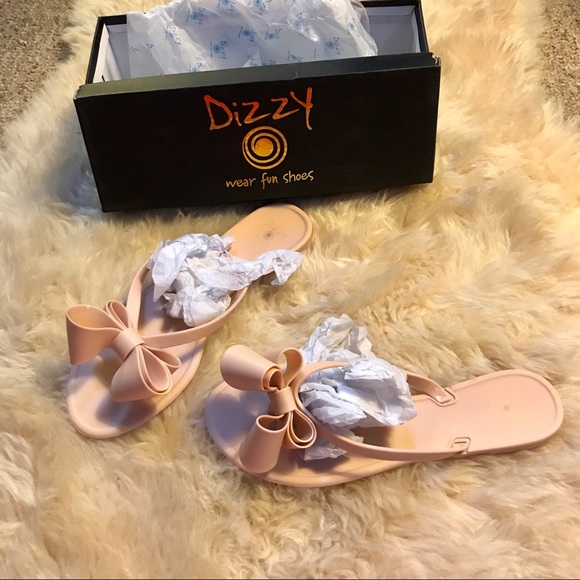 New PVC Dizzy Bow Flip Flops in Matte Cream SZ 7.5 - Picture 3 of 7